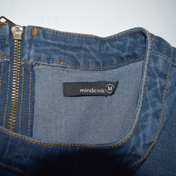 Women's MindCode Cold Shoulder Blue Jean Mini Dress Size Medium - Picture 5 of 5